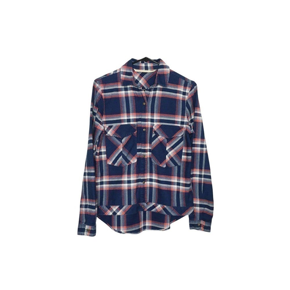 Zara Snap Front Flannel Shirt Plaid Pocketed High Low 100% Cotton Shacket XS